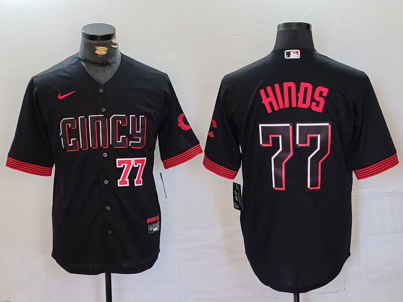 Men Cincinnati Reds #77 Hinds Black City Edition Nike 2024 MLB Jersey style 3->cincinnati reds->MLB Jersey